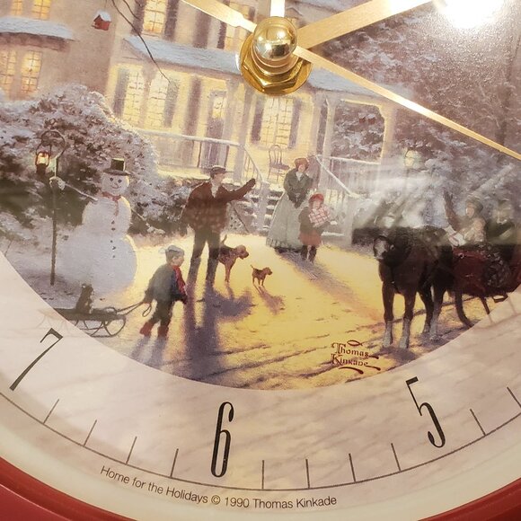 Thomas Kinkade CHRISTMAS Carol Clock 12 Songs VILLAGE 8" - Light Sensor NEW - Picture 5 of 9